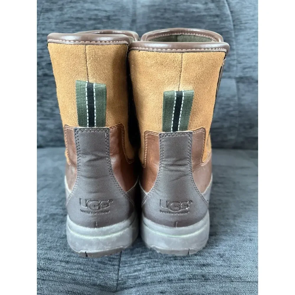 UGG Australia Nigell WATERPROOF Brown Leather Pull On Ankle Boots Shoes 13